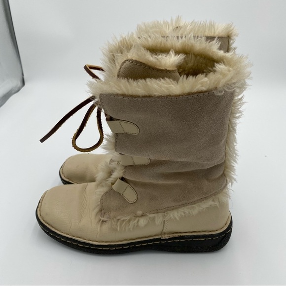 Cherokee‎ Leather Faux Fur Fuzzy Lined Full Lace Up Winter Eskimo Boots Size 7 - Picture 4 of 9